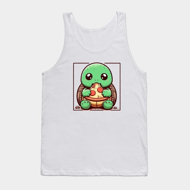 Pizza-Loving Baby Turtle Tank Top by Lovely Animals